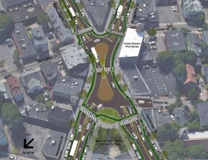 A proposed design in Cambridge. Image: Kittelson and Associates via Boston Cyclists Union.