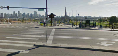 The intersection where a driver killed Michael Hoglund is also home to an RTD light rail and bus station. Image: Google Maps