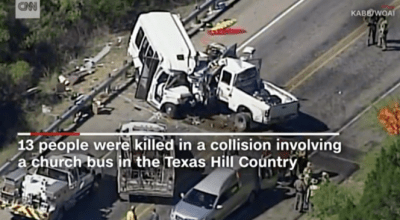 A texting driver crashed into a church choir bus in Texas last month, killing 13 people. The son of one of the victims wants the state to finally ban texting and driving. Image:  CNN