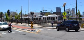 The rapid flashing beacon at 30th and Downing. Photo: David Sachs