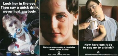 Public safety campaigns like these from the UK drilled into our heads that drunk driving is immoral. But ethical driving involves much more than staying sober. Image via BBC