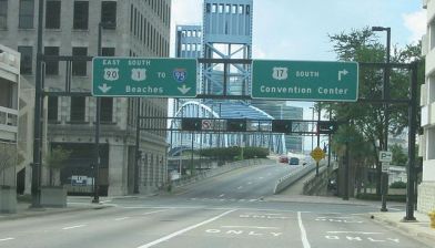 Highway signs downtown bode poorly for pedestrian safety. Photo: SPUI/Wikimedia Commons
