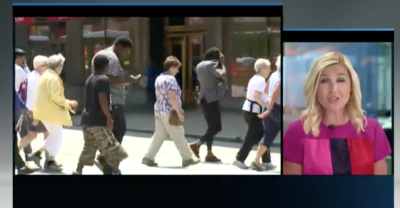 After a Cleveland council member proposed a law against "distracted walking," a local news station jumped at the chance to produce anecdotal evidence. Photo:  WKYC.com