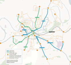 The $5.2 billion transit plan unveiled by Nashville Mayor Megan Barry last week includes five light rail lines, four rapid bus routes, and frequent bus service on 10 lines. Map: Let's Move Nashville [PDF]