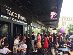 Over the next five years, Taco Bell plans to open more than 300 restaurants without drive-thrus or parking, like this one in downtown Cleveland. Photo: Tom Horsman