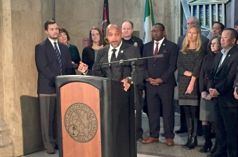 Mayor Michael Hancock thanks voters for approving a $431 million transport bond. Photo: David Sachs