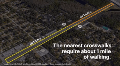 Jacksonville, Florida has some of the nation's most dangerous roads for pedestrians. The city's police have cynically exploited a genuine public safety threat to use "jaywalking" as a pretext to stop and search black residents. Image: Florida Times-Union
