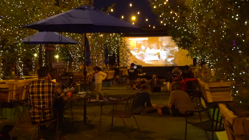 Movie night on 21st Street. Image: Community Planning and Development/Downtown Denver Partnership