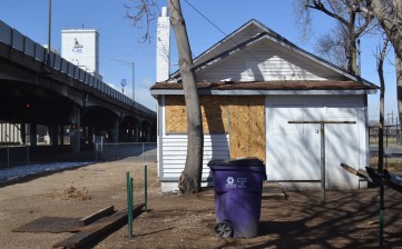 A boarded up house in the path of CDOT's I-70 widening. Photo: David Sachs