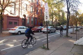 Safe streets like this in Philadelphia are not the norm in low-income neighborhoods, a new study reveals. Photo: ##http://bicyclecoalition.org/our-campaigns/biking-in-philly/spruce-and-pine-street/#sthash.T6ljm6kF.dpbs##Bicycle Coalition##