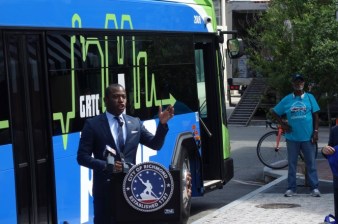 Richmond Mayor Mayor Levar Stoney at the opening of "the Pulse" bus rapid transit system in June. Photo: RVA Rapid Transit
