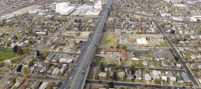 This Interstate 70 viaduct cuts through the Denver neighborhoods of Elyria, Swansea, and Globeville. It will be torn down expanded to a 14-lane sunken freeway. Photo: CDOT.