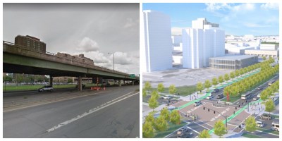 New York State has selected the "community grid alternative," illustrated on right, to replace the aging I-81 viaduct that goes through downtown Syracuse.