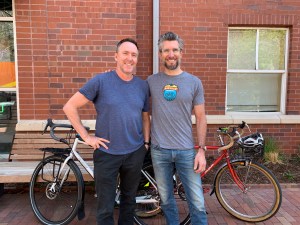 James Waddell, the former executive director of BikeDenver, with Pete Piccolo, executive director of Bicycle Colorado. The two organizations merged today. Photo: Jack Todd, Bicycle Colorado