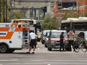 A traffic crash that involved a cyclist near Union Station on September 4, 2007. Photo: Flickr