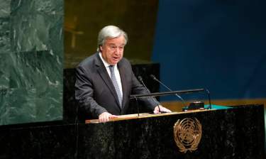 The UN secretary general, António Guterres, addresses the closing meeting of the 73rd session of the United Nations general assembly at the UN headquarters on 16 September. Photograph: Xinhua/Rex/Shutterstock