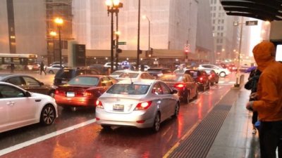 Chicago Traffic in bus lane