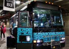 Photo people board Bustang at Denver Union Station - credit Jerry Tinianow