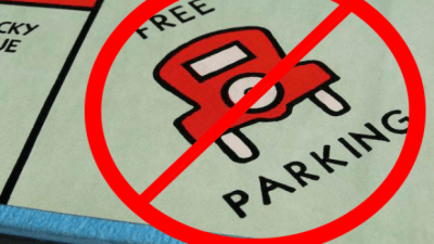 Monopoly board game "free parking" space with no symbol