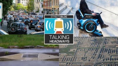Talking Headways logo and photos of street challenges for people with disabilities
