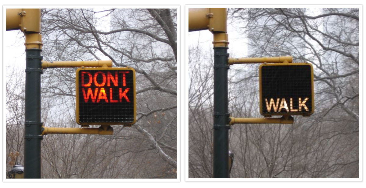 "Don't Walk" and "Walk" signs in Manhattan