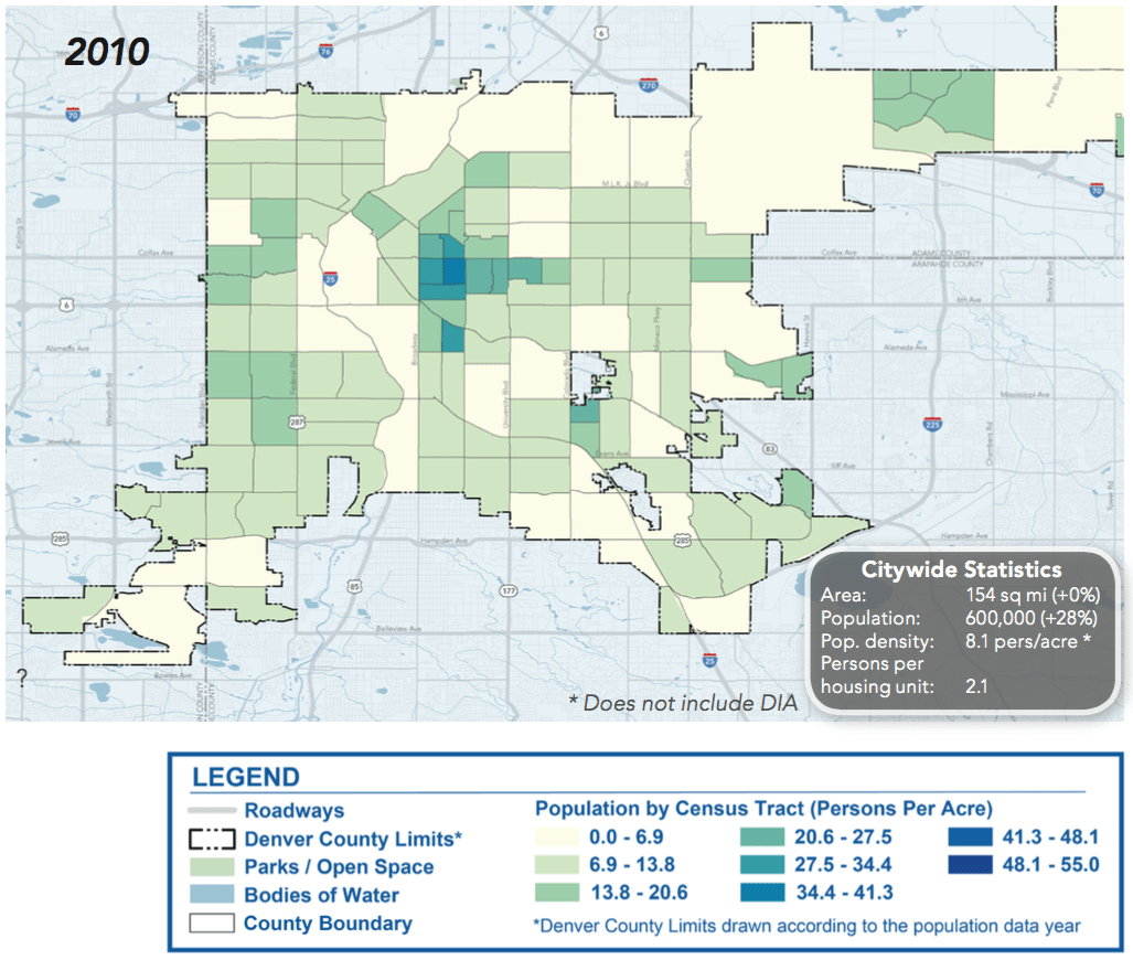 Lots of Denver Neighborhoods Were Denser in 1950 Than They Are Today