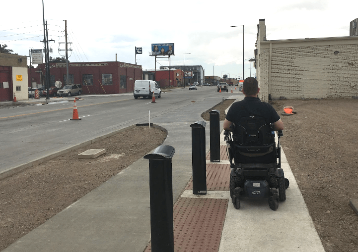 Blind Spot on Brighton Blvd: Sidewalks Too Narrow While Cars Feast on 4 Lanes, Parking